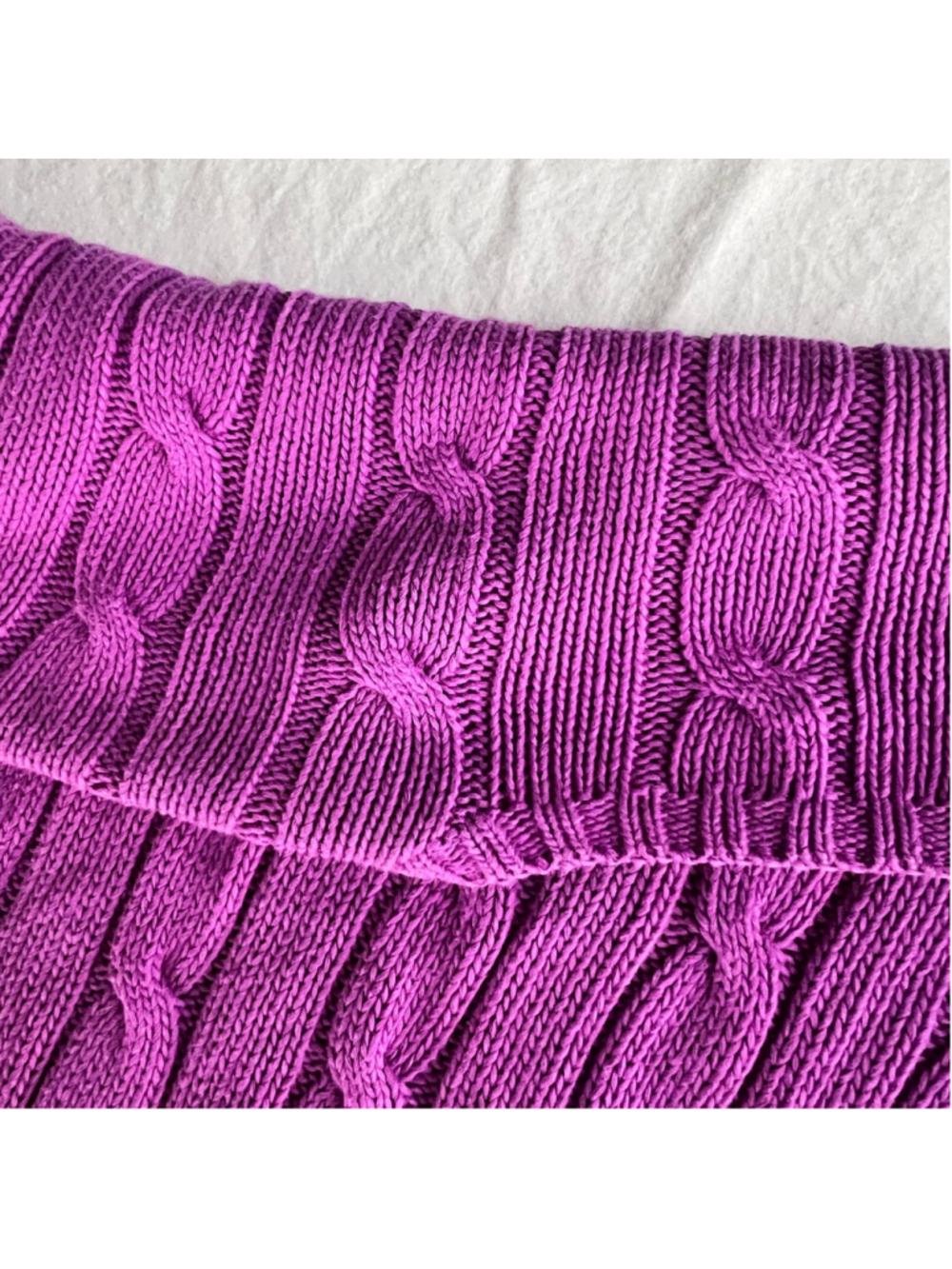 Polo Ralph Lauren Cable Knit Sweater Sz M Purple Crewneck Cotton Y2K Preppy - Picture 6 of 11